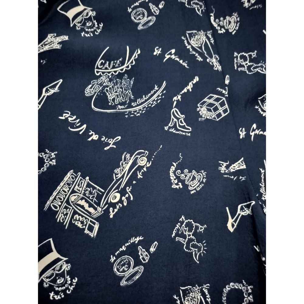 Vintage 90's Y2K Express Women's Navy Blue Paris French Theme Romper Size XS - Picture 10 of 10